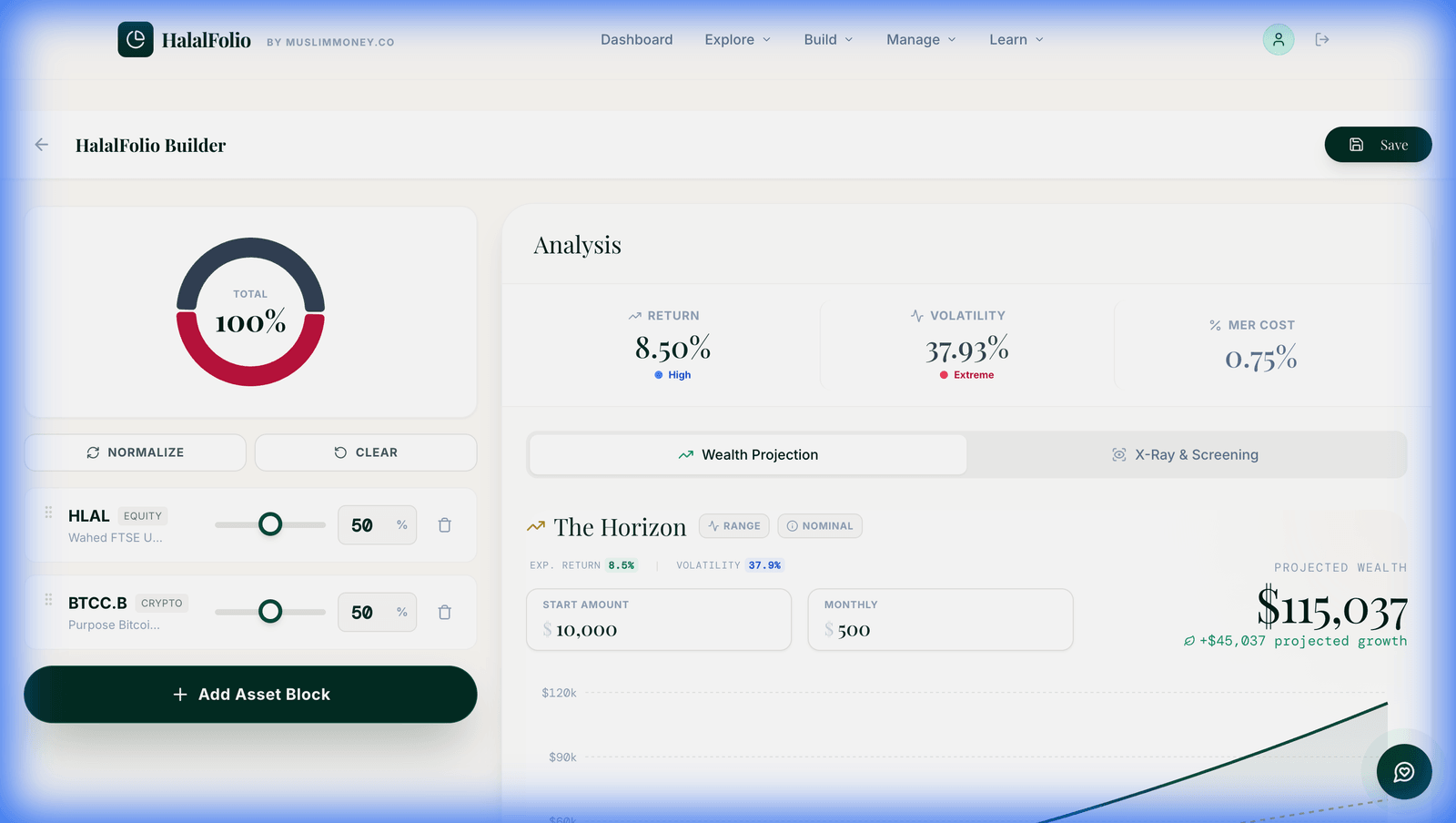 Dual Asset Portfolio with Metrics