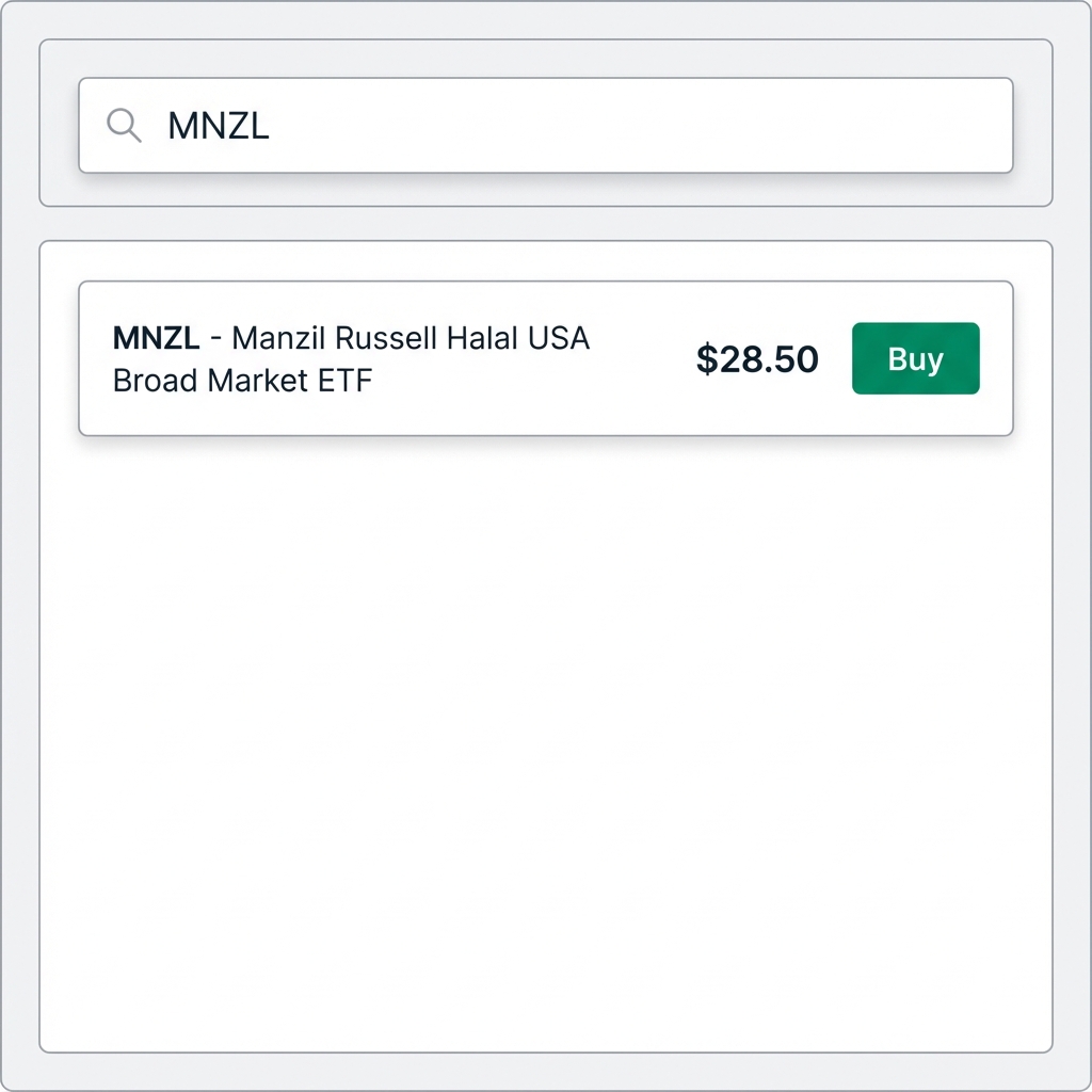 Searching for an ETF ticker symbol in a brokerage app's trade screen